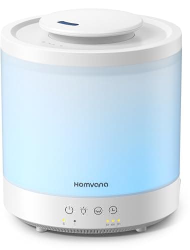 Homvana Luftbefeuchter Schlafzimmer, 1,5L Top-Fill Kühlnebel Klein Luftbefeuchter Baby, Aroma Diffuser ätherische öle, Duftöl, Aromatherapie, Ultraschall Vernebler, Raumduft LED Diffuser, BPA Free