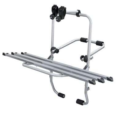 Fahrrad Heckträger - Fahrradträger Heckklappe - VDP Steelbike 3 - universal Auto Fahrradträger - Heckklappenträger mit Schienen - Fahrradheckträger fürs Auto - Befestigung Kofferraumklappe - 3 Räder