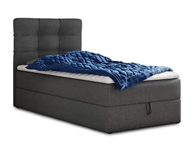 Sofnet Boxspringbett Best Mini mit Bettkasten und Matratzentopper - Einzelbett mit Bonell-Matratze und Topper, Polsterbett, Bett, Schlafzimmer (120 x 200 cm, Graphit (Inari 94))