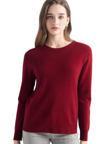 Chanyarn Damen 100% Kaschmir Pullover 2025 Herbst Winter Rundhalsausschnitt Lange Ärmel warm weicher Strickpullover (Weinrot26107,L)
