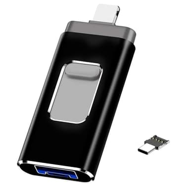 USB Stick für iPhone 128GB, [MFi-zertifizierter] 4-in-1 USB Stick mit Lightning-Port, USB, USB-C, Micro-USB-Port, USB 3.0 Speicherstick für iPhone/iPad/Android-Handy/Laptop/PC (ohne App)