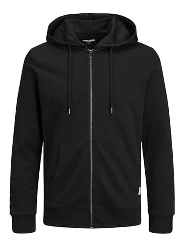 JACK & JONES Herren Hoodie Kapuzenpullover JJEBASIC Zip - Regular Fit Plussize, Größe:7XL, Farbe:Black 12182493