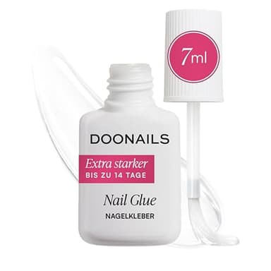 Doonails Nagelkleber Extra Stark (7ml) – Schnelltrocknender Brush-On Nail Glue für Kunstnägel, Tips, Press On Nails & Acrylnägel – Nagel Kleber für eingerissene Nägel & 100% Haftung