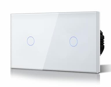 BSEED Doppelt Touch Lichtschalter aus Glas, Unterputz Wandschalter mit Leuchtanzeige(Kein Neutralleiter erforderlich), KEIN WLAN, 1 Fach 1 Weg, 157mm Weiß