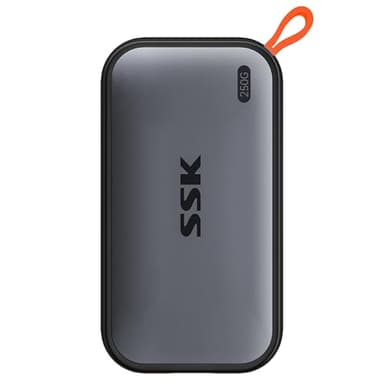 SSK 250GB tragbare Externe NVME-SSD, bis zu 1050 MB/s, Extreme Übertragungsgeschwindigkeit, USB 3.2 Gen 2 Solid State Drive für Typ-C-Smartphones, PS5, Xbox, Laptop, MacBook/Pro/Air und mehr