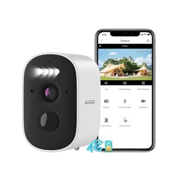 CiKiKWXO 4G Überwachungskamera Akku mit SIM Karte, 2.5K 5MP Kamera Ohne WLAN, Farb Nachtsicht, Bewegungserkennung, Zwei-Wege-Audio, Alarm, IP65, Compatible Alexa für Innen/Außen