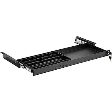 CAVO Dokumentenschublade abschließbar aus Stahl 740 x 250 mm, inkl. Schubladeneinsatz schwarz, Schreibtischschublade Unterbauschublade