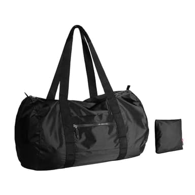 pack all 45L Faltbare Seesack – Wasserabweisende Sporttasche fürs Gym, Tragbare Weekender-Tasche, Leichtgewichtig für Reisen, Fitness und Camping (Schwarz)