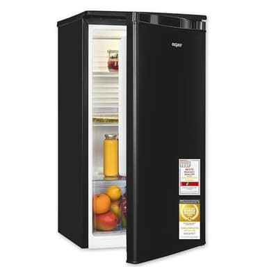 Exquisit Vollraumkühlschrank | 76 l Nutzinhalt, Energieeffizienzklasse E, 41 dB(A) | kompakt, LED-Innenbeleuchtung, manuelle Temperaturregelung, Glasablagen, Gemüseschublade | KS585-V-091E schwarz