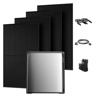 Powerness® All in One 2000W Balkonkraftwerk mit Speicher 3840Wh, ECOFLOW STREAM Ultra X mit 4 MPPT, Smarten Zähler&Zubehör Komplettset, 4×500W Full Black Bifaziale Solarmodule, Plug&Play(0% MwSt)