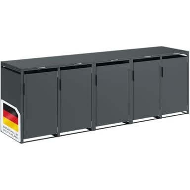 STEELSØN Thoria Mülltonnenbox 5er bis 240L – Mülltonnenverkleidung aus Stahl in Anthrazit – hochwertige Müllcontainer für 5 Tonnen – Müllbox wetterfest – UV-beständige Gerätebox/Mülltonnen Box