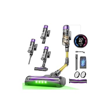Ultenic U20 Akku Staubsauger, 55000Pa/ 600W/60Min Staubsauger Kabellos Mit Selbststehendes Design, Flexibles Biegegelenk, GreenEye-Technologie, Anti-Tangle Bodenbürste für Hartböden Teppiche Tierhaare
