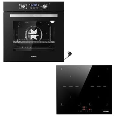 KB ELEMENTS Autarkes Herdset | 60cm Einbaubackofen | 59cm Induktionskochfeld | 2 Flexzonen | Grill | Heißluft | AQUA CLEAN | 9 x Funktionen | Kindersicherung
