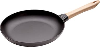 STAUB Gusseisen Pfanne mit Holzgriff, Induktionsgeeignet, 28 cm, Schwarz