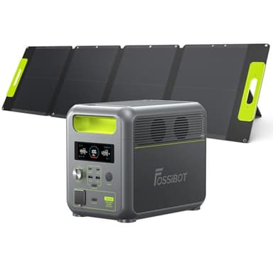 FOSSiBOT F1200 Solargenerator mit 110W Solarpanel, 1200W Tragbare Powerstation 1024Wh LiFePO4 with AC Ausgabe, 13 Steckdosen Mobiler Stromspeicher für Outdoor,Camping im Wohnmobil Backup