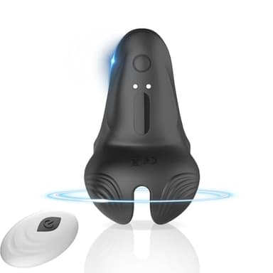 QgLust Männlicher Cockring Sexspielzeug mit 10 Vibrationsmodi und kabelloser Fernbedienung, Cockring Vibrator Massage Penis Hoden Langanhaltende Erektion Sexspielzeug（Schwarz）