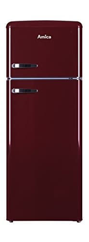 Amica KGC 15631 R Retro Kühl-/Gefrierkombination / Wine Red (Weinrot) / 144cm (H) x 55cm (B) x 62cm (T) / Retro-Design / Kühlschrank mit Gefrierfach