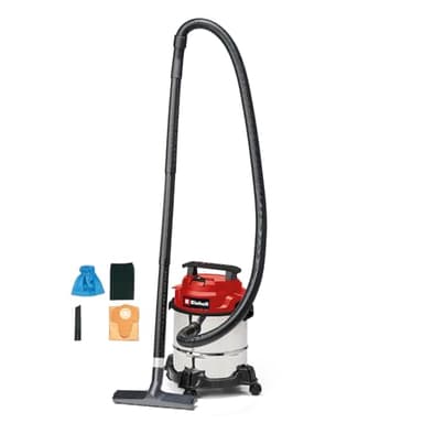 Einhell Nass-Trockensauger TC-VC 1812/1 S (1250 W, 180 mbar, 4 Lenkrollen, 12 L Behälter, inkl. Fugen- & Kombidüse, Schaumstofffilter, Schmutzfangsack & Filterbeutel)