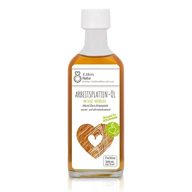 F. Herz farbloses Arbeitsplattenöl (250ml) - Pflegeöl für Eiche, Buche, Kiefer, Nussbaum & Lärche - Natürliche Öl-Harz-Kombination in Glasflasche - Ideal für Holzarbeitsplatten in der Küche