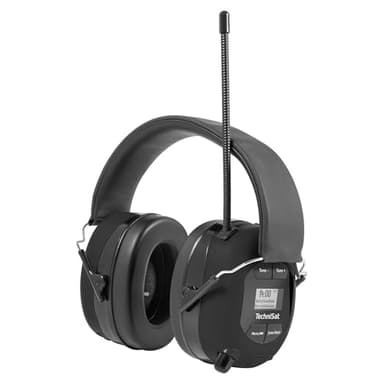TechniSat STEREOMAN DAB+ OD – kabelloser Stereo DAB+/FM Bluetooth-Kopfhörer (DAB+/UKW Radioempfang, Kurze Antenne, Integriertes Mikrofon, Kapselgehörschutz, für den Außeneinsatz) schwarz