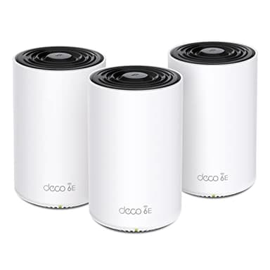TP-Link Deco XE75 Mesh WLAN Set (3 Pack), 𝐖𝐢-𝐅𝐢 𝟔𝐄 AXE5400 Tri-Band Router & Repeater, 3× Gigabit Ports für jede Einheit, für Häuser mit 4-7 Schlafzimmern, Umfassender Jugendschutz, WPA3