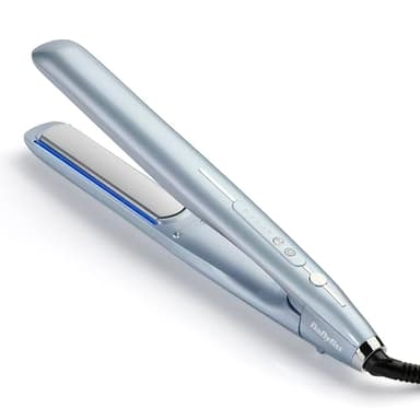 BaByliss Hydro Fusion Glätteisen – Dual-Ionen-Technologie, Anti-Frizz-Effekt, 5 Temperatureinstellungen, schnelles Aufheizen, automatische Abschaltung – Blau, ST573E