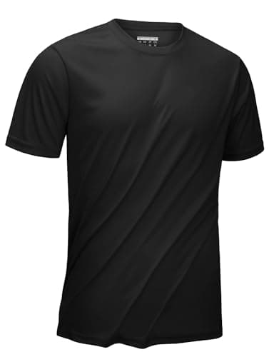 KEFITEVD UV Schutz Shirt Herren Kurzarm Rashguard Leicht Atmungsaktiv Laufshirt Outdoor Funktionsshirt Männer Sport Oberteil Schwarz 2XL