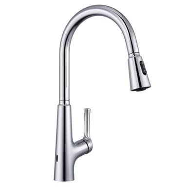 CREA Infrarot Sensor Wasserhahn Küche,Automatische Mischbatterie Küche mit 3 Modus Herausziehbarer Brause, Berührungsloser Küchenarmatur Ausziehbar, Spültischarmatur Küche mit Sensor, Chrom