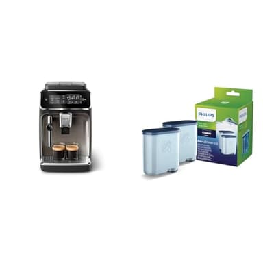 Philips 3300 Series Vollautomatische Espressomaschine - 5 Getränke & Wasserfilter für Espressomaschine, Kein Entkalken bis 5000 Tassen, Doppelpack