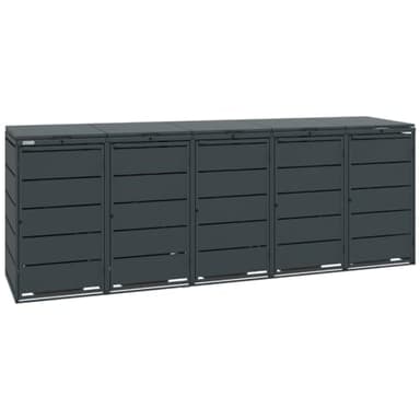 MBOX24 Classic Mülltonnenbox für 5 Mülltonnen (240L) aus verzinktem Stahl, 5er Metall Mülltonnenverkleidung in Anthrazit, robust & wetterfest
