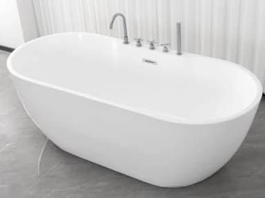 ARUBA Freistehende Badewanne, 170x75x58 cm, Weiß, Acryl mit Chrom-Armatur