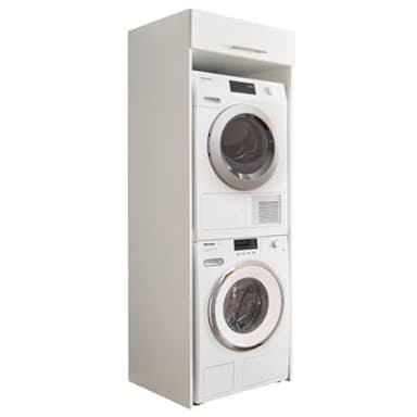 Laundreezy Waschmaschinenschrank für Trockner und Waschmaschine, Weiß - Praktischer Waschmaschinen-Überbauschrank - 67,5 x 200 x 67,5 cm (B/H/T)