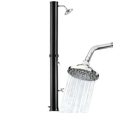 tectake® Solardusche 40 Liter, Gartendusche, solar Shower Aussendusche, Gartenbrause, Outdoor Dusche, warmes Wasser, für Garten, Camping oder Pool mit Duschkopf groß und Wasserhahn - schwarz
