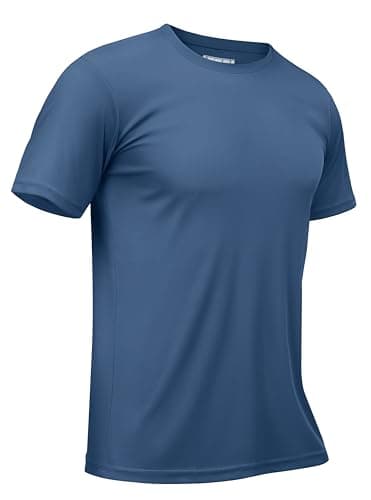 TACVASEN Herren UPF 50+ UV Schutz Shirts Laufshirt Schnelltrocknende Sport Tshirt Kurzarm Funktionsshirt, Indigo, L