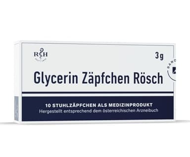 Glycerin Zäpfchen Rösch | 3g (10 Zäpfchen) | für eine natürliche Stuhlregulierung | wirkt sanft abführend und schont die Darmflora | für Erwachsene (ab 18 Jahren) in hartnäckigen Fällen