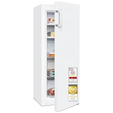Exquisit Gefrierschrank | 161 l Nutzinhalt, Energieeffizienzklasse D, 39 dB(A) | NoFrost-Gefrieren, Schnellgefrieren, elektronische Temperaturregelung, Türalarm, hohe Bauform | GS5231-NF-H-040D weiss