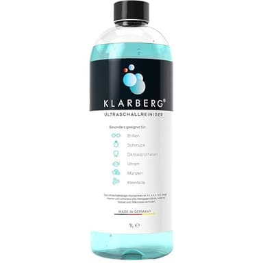 KLARBERG® 1L Ultraschallreiniger Konzentrat I Reinigung von Brillen, Schmuck, Zahnersatz, Uhren im Ultraschallbad I Mit jedem Ultraschallreinigungsgerät nutzbar
