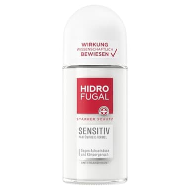 Hidrofugal SENSITIV Roll-on, starker Antitranspirant Schutz für empfindliche Haut, parfümfreies Deo ohne Ethylalkohol gegen Achselnässe & Körpergeruch (50 ml)