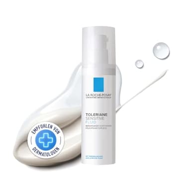 La Roche Posay Gesichtsfluid für fettige und Mischhaut, Intensiv beruhigend, Für 48 Stunden Feuchtigkeit, Mit Glycerin, Niacinamid und Thermalwasser, Toleriane Sensitive Fluid, 40 ml