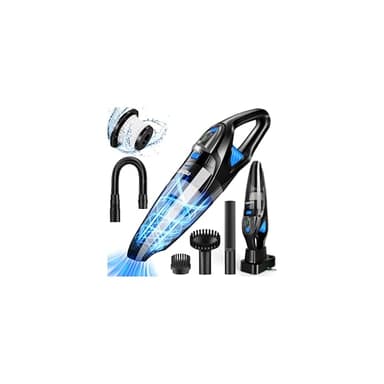 LanBlu Handstaubsauger Akku Testsieger mit Ladestation & LED Beleuchtung, 25000Pa Kabelloser Handstaubsauger Auto mit Waschbar HEPA-Filter, 120W Nass&Trocken Autostaubsauger Stark für Haus Küche Tier