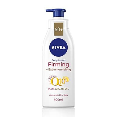 NIVEA Q10 60+ Reife Haut Body Lotion (400 ml), pflegende straffende Creme mit Q10 und Arganöl, NIVEA 72H Feuchtigkeitscreme für alternde und reife Haut