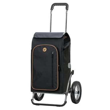 Andersen Einkaufstrolley - klappbar - 61 Liter - mit Kühlfach - belastbar 60 kg - Stahlgestell - Trolley - Metallspeichen-Rad Ø 25 cm - Royal Shopper Folke schwarz