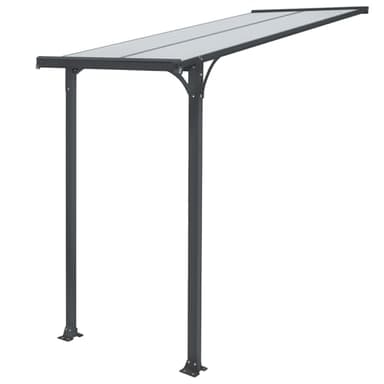 Haustürvordach Aluminium transparents Dach | Vordach Polycarbonat Überdachung 224 x 150 x 238/261 cm anthrazit pulverbeschichtet