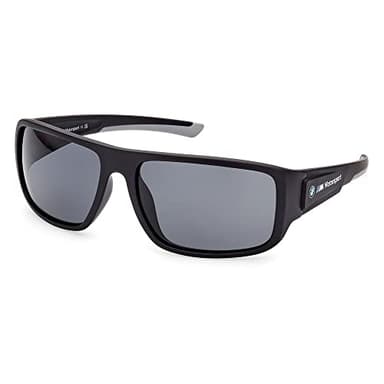 BMW M Motorsport BS0023 Herren-Sonnenbrille, Leichte Unisex-Sonnenbrille, Navigator-Gläser, Polarisiertes Rauchglas, Mattschwarz
