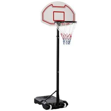 HOMCOM Basketballkorb Outdoor mit Rollen 155-210 cm Höhenverstellbar, Transportable Basketballständer mit Rollen, Tragbar Basketballkorb PE+Stahl