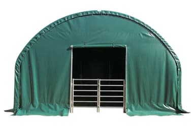 P. Lindberg Weidezelt für Pferde Weideunterstand 6x6m wetterfeste PVC Plane grün 610 g/m² Stallzelt Koppelzelt Sturmfest Winterfest - geschlossene Front