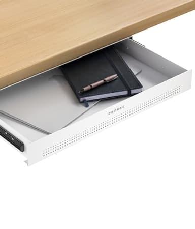 Desktronic Schreibtisch-Organizer, Untertisch-Aufbewahrungsbox, Schreibtisch für Büro Schule Homeoffice Schreibwaren, Metallschublade, Versteckte Schubladenbox (Weiß)