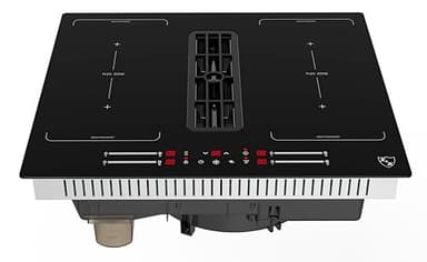 K&H Induktionskochfeld mit Dunstabzug (668 cbm/h), DD60-IN7204FLX [4 ZONEN FLEX] - Induktionskochplatte - Slider Touch Steuerung - Kochfeld Induktion - Autark - 59CM - 7200 Watt - 9 Leistungsstufen