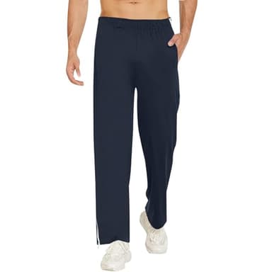 WVONIF Herren Trainingshose mit durchgehendem Reissverschluss Reha Hose mit seitlicher Mix Sporthose Jogginghose Abreißhose Locker Lässig Sportswear mit Tasche Weites Bein Postoperative Sporthose