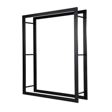 Loywe Kaminholzregal 120x25x160cm Kaminholzhalter Brennholzregal Feuerholzregal Kaminholzständer Brennholz Holzhalter aus Metall in Schwarz LW1088